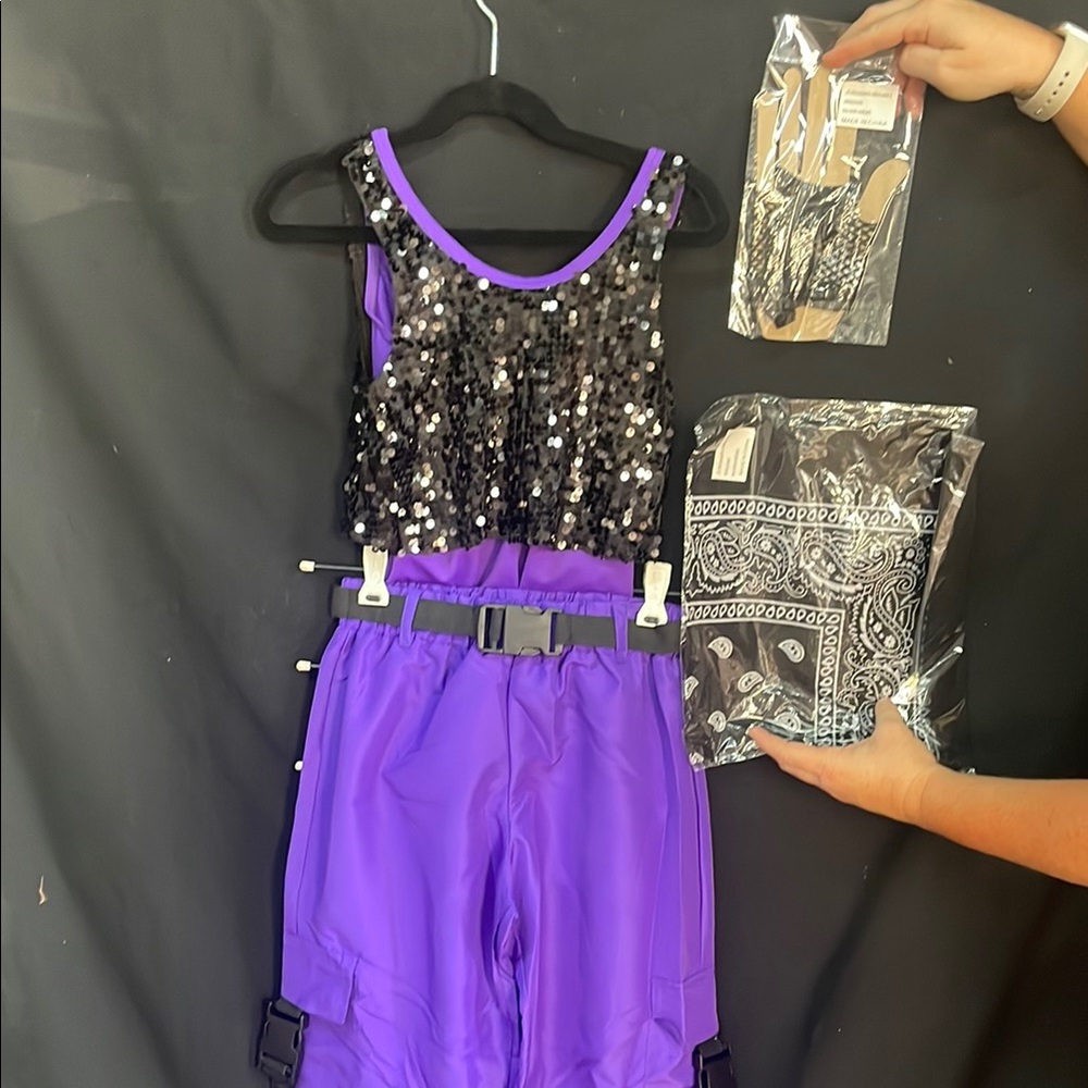 NWT Weissman Kids IC Dance Costume in Purple and Black